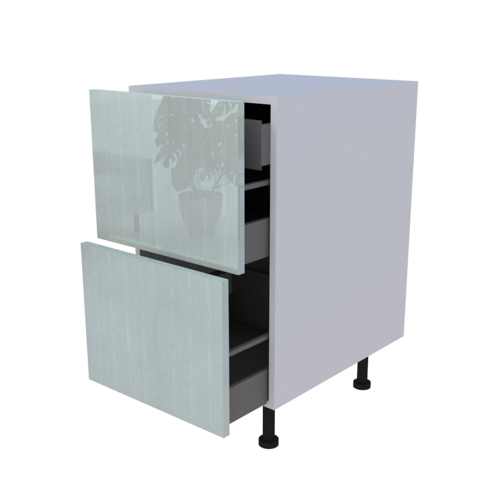 Meuble bas 2 casseroliers + 1 tiroir caché - Larg. 45cm - Haut. 85cm (pieds inclus)