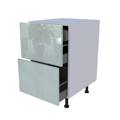 Meuble bas 2 casseroliers + 1 tiroir caché - Larg. 50cm - Haut. 85cm (pieds inclus)