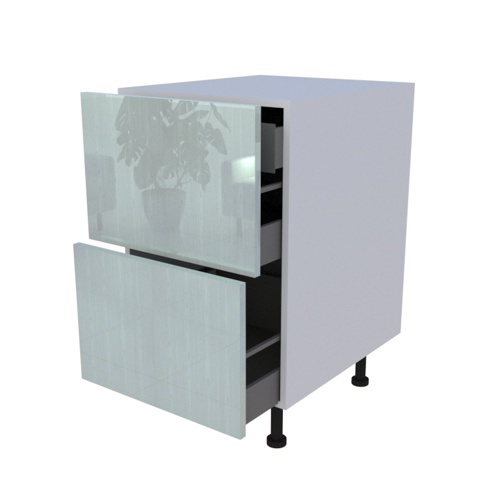 Meuble bas 2 casseroliers + 1 tiroir caché - Larg. 50cm - Haut. 85cm (pieds inclus)