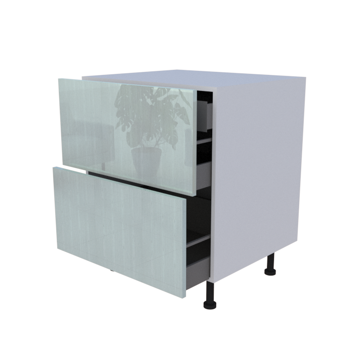Meuble bas 2 casseroliers avec 1 tiroirs caché - larg. 70 cm - Haut. 85cm (pieds inclus)
