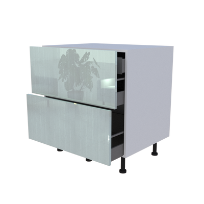 Meuble bas 2 casseroliers avec 1 tiroirs caché - larg. 80 cm - Haut. 85cm (pieds inclus)