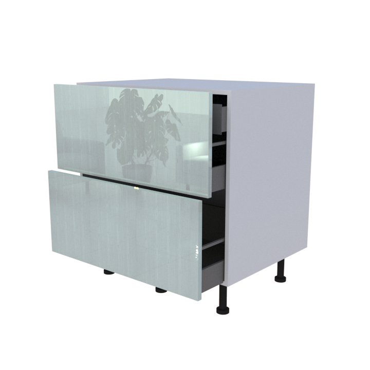Meuble bas 2 casseroliers avec 1 tiroirs caché - larg. 80 cm - Haut. 85cm (pieds inclus)