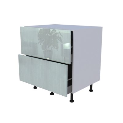 Meuble bas 2 casseroliers - Larg. 80cm - faible profondeur - Haut. 85cm (pieds inclus)
