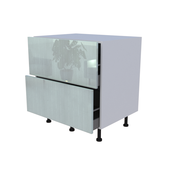 Meuble bas 2 casseroliers - Larg. 80cm - faible profondeur - Haut. 85cm (pieds inclus)