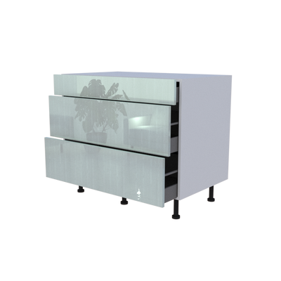 Meuble bas 3 casseroliers - larg. 100cm - Haut. 85cm (pieds inclus)
