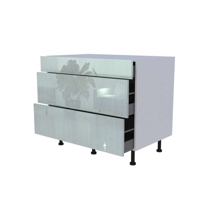 Meuble bas 3 casseroliers - larg. 100cm - Haut. 85cm (pieds inclus)