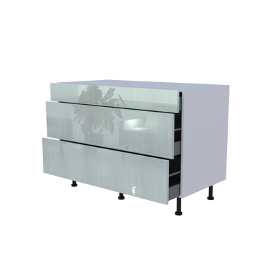 Meuble bas 3 casseroliers - larg. 120cm - Haut. 85cm (pieds inclus)