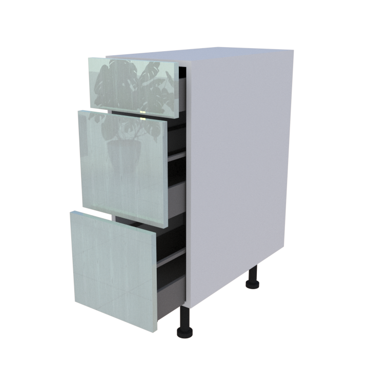 Meuble bas 3 casseroliers - larg. 30 cm - Haut. 85cm (pieds inclus)