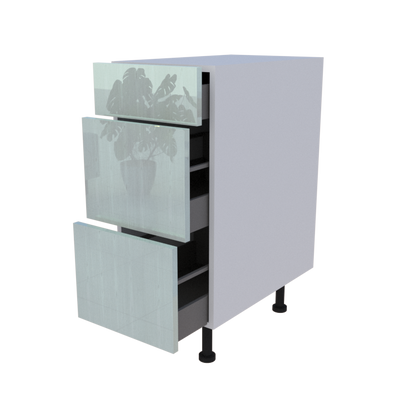 Meuble bas 3 casseroliers - larg. 35cm - Haut. 85cm (pieds inclus)