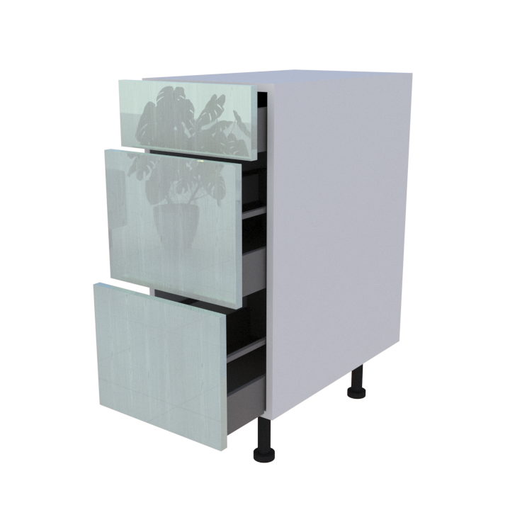 Meuble bas 3 casseroliers - larg. 35cm - Haut. 85cm (pieds inclus)