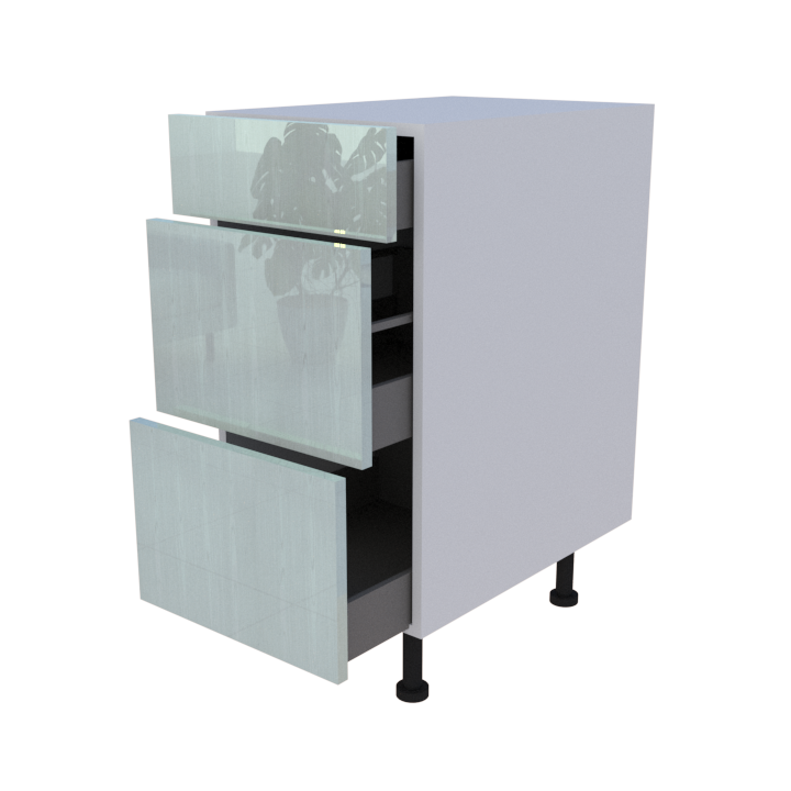 Meuble bas 3 casseroliers - larg. 40cm - Haut. 85cm (pieds inclus)