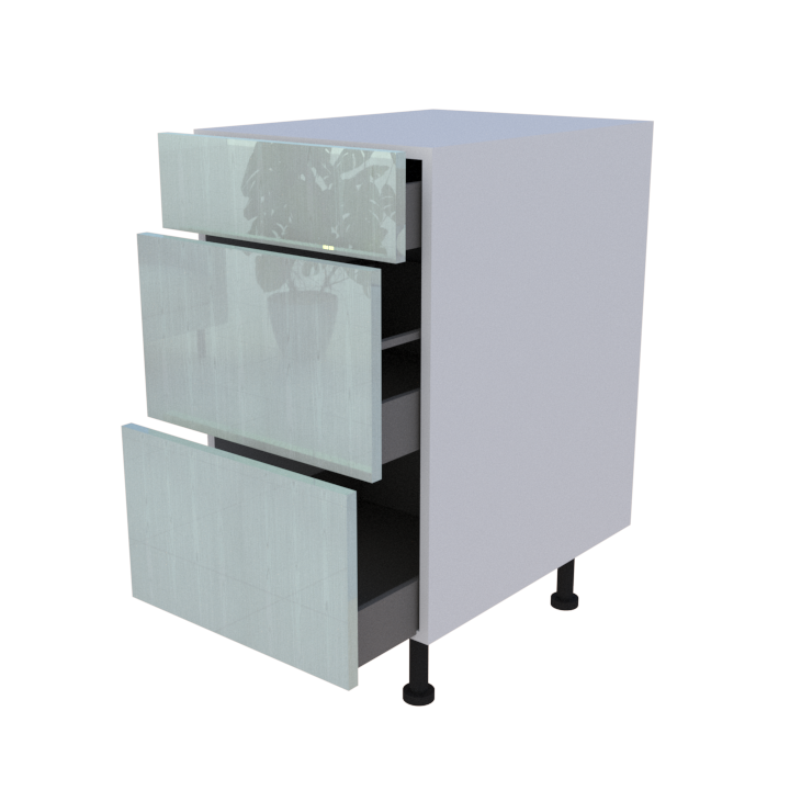 Meuble bas 3 casseroliers - larg. 45cm - Haut. 85cm (pieds inclus)