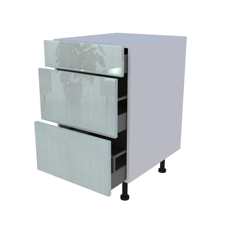 Meuble bas 3 casseroliers - larg. 50cm - Haut. 85cm (pieds inclus)