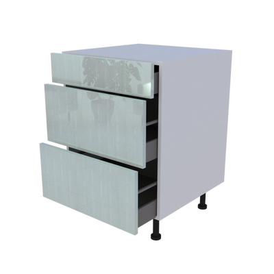 Meuble bas 3 casseroliers - larg. 60cm - Haut. 85cm (pieds inclus)
