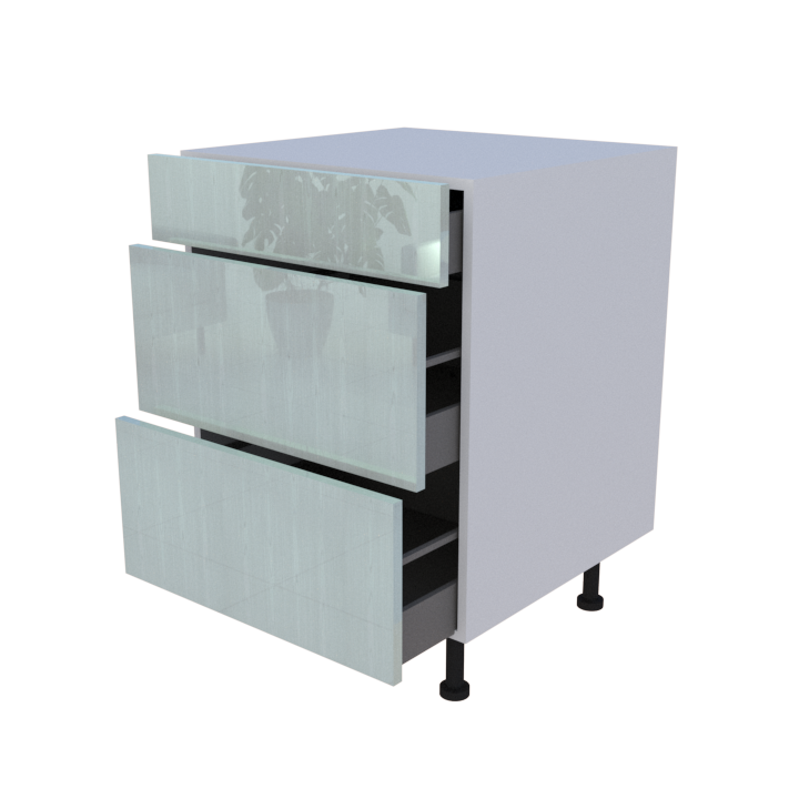 Meuble bas 3 casseroliers - larg. 60cm - Haut. 85cm (pieds inclus)