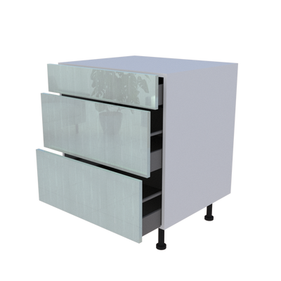 Meuble bas 3 casseroliers - larg. 70cm - Haut. 85cm (pieds inclus)