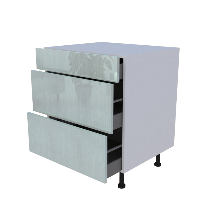 Meuble bas 3 casseroliers - larg. 70cm - Haut. 85cm (pieds inclus)