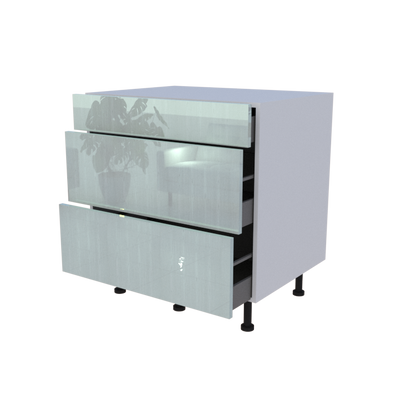 Meuble bas 3 casseroliers - larg. 80cm - Haut. 85cm (pieds inclus)
