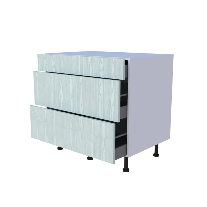 Meuble bas 3 casseroliers - larg. 90cm - Haut. 85cm (pieds inclus)