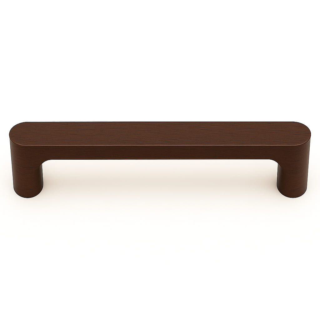 Poignée de meuble cuisine 138mm en bois foncé, finition naturelle chaleureuse
