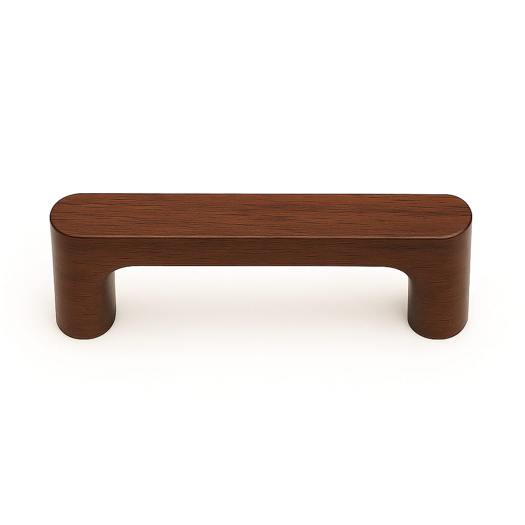 Poignée de meuble cuisine 106mm en bois foncé, finition naturelle sur mesure