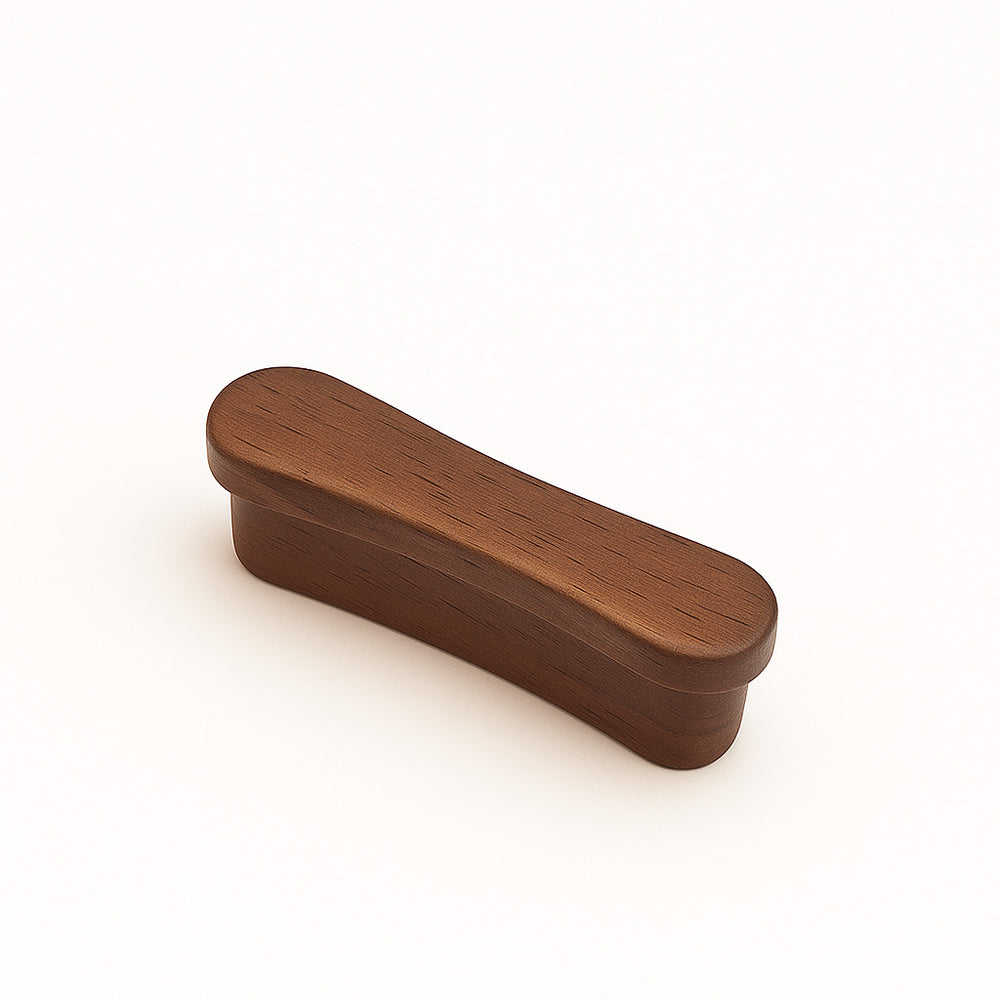 Poignée de meuble cuisine 100mm en bois foncé, finition naturelle chaleureuse