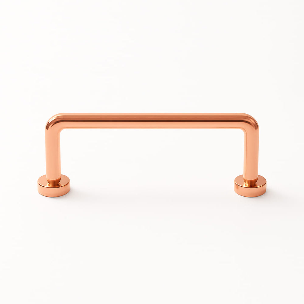 Poignée de meuble cuisine 110mm métal cuivré, finition vintage pour façade sur mesure
