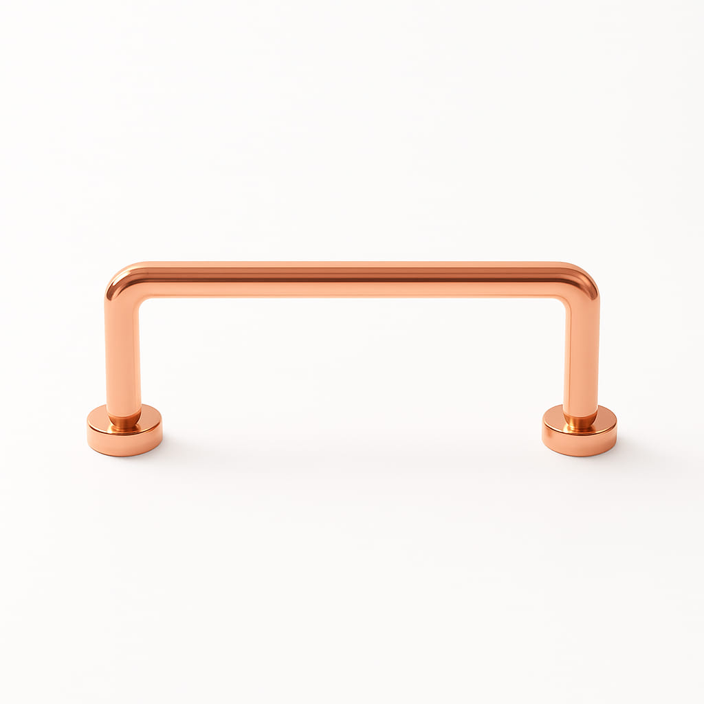 Poignée de meuble cuisine 110mm métal cuivré, finition vintage pour façade sur mesure
