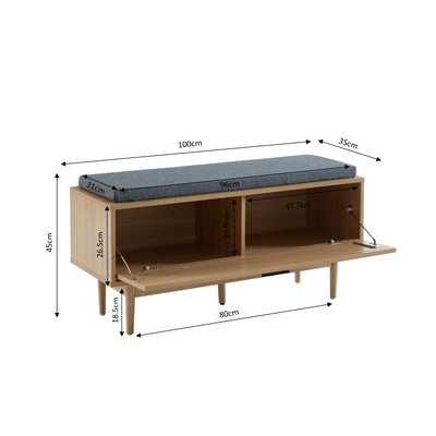 Banc à chaussures AMANA cannage rotin