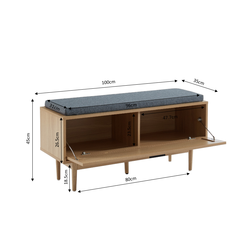 Banc à chaussures AMANA cannage rotin