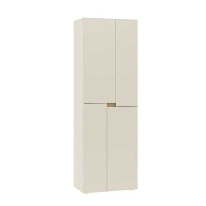 Armoire enfant 4 portes coloris cachemire avec bande chêne clair, hauteur 184cm
