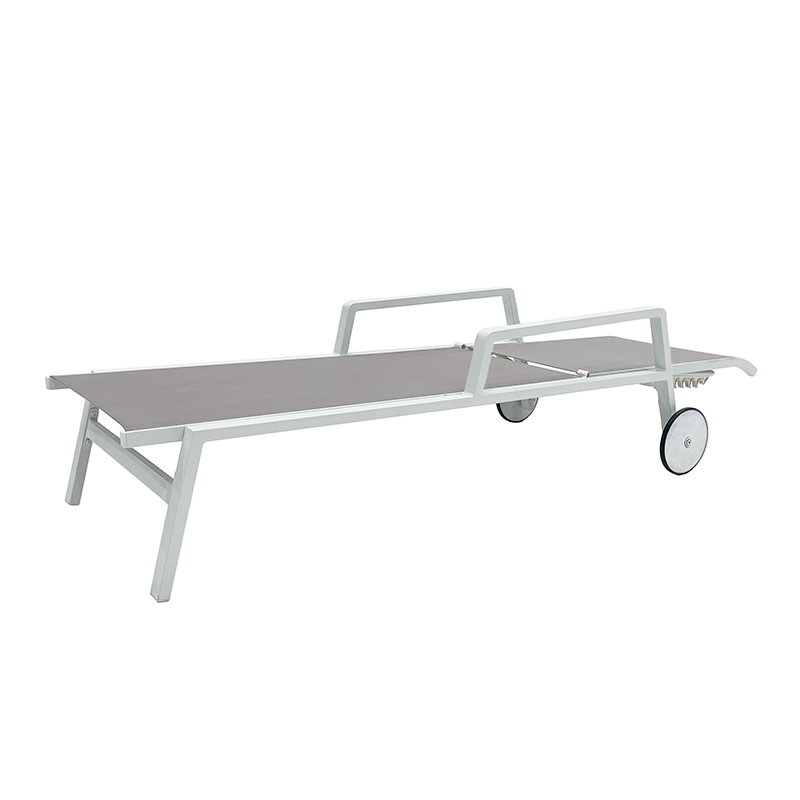 Bain de soleil DINA en aluminium blanc et textilène gris