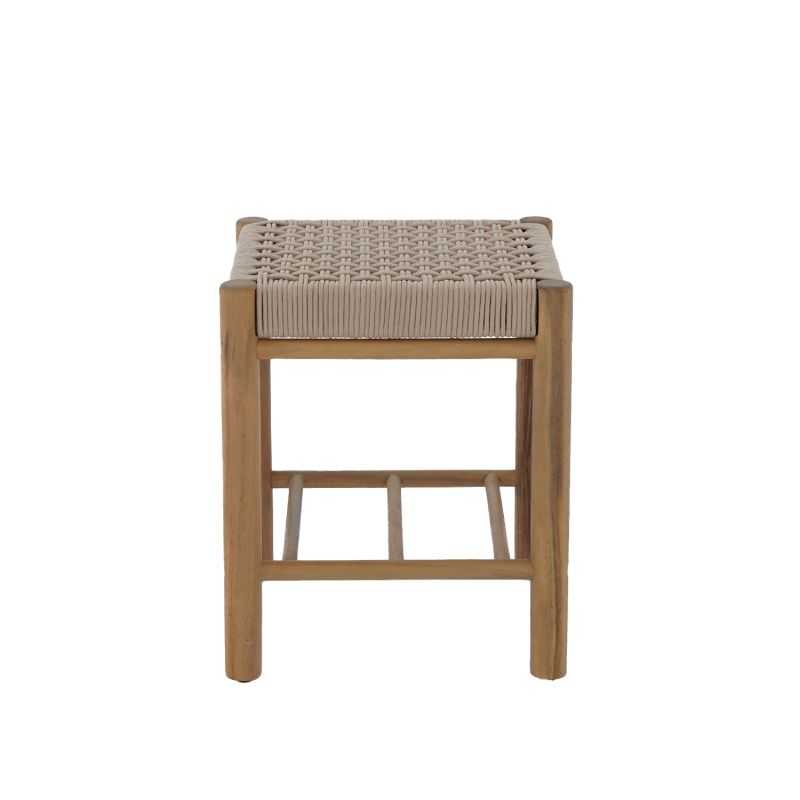 Tabouret intérieur et extérieur AVI en bois d'acacia et corde beige