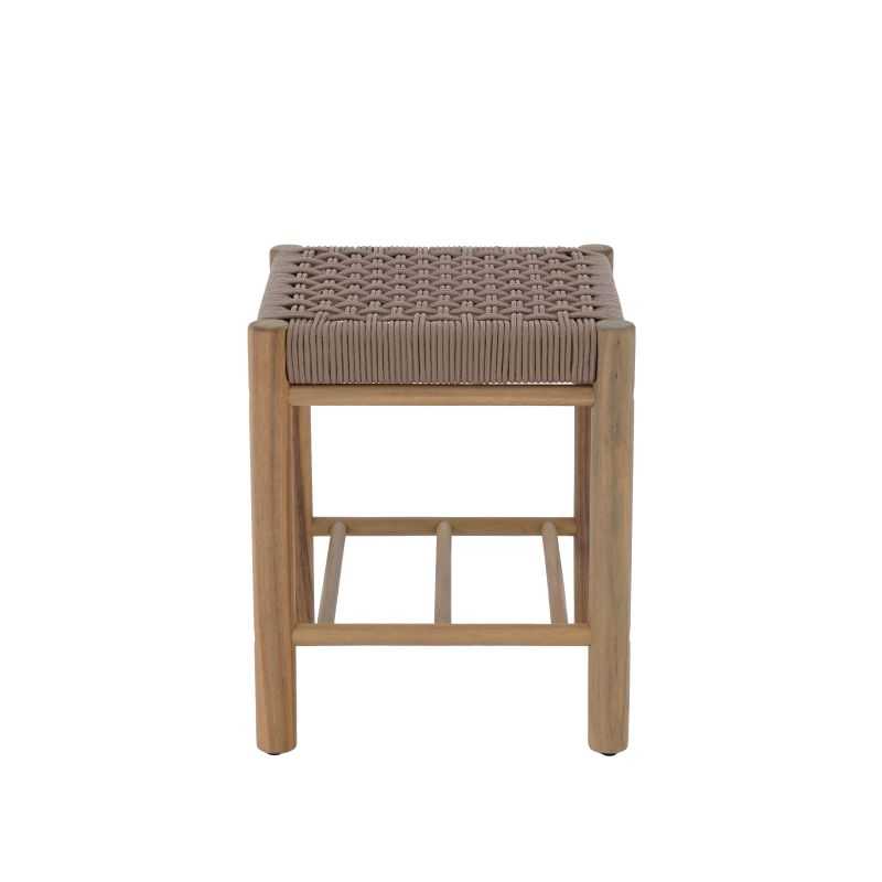 Tabouret intérieur et extérieur AVI en bois d'acacia et corde marron clair