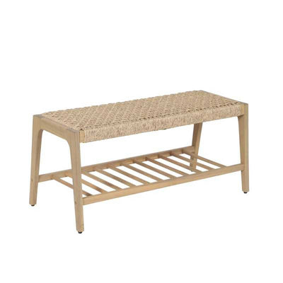 Banc intérieur et extérieur HUKA en bois d'acacia et osier