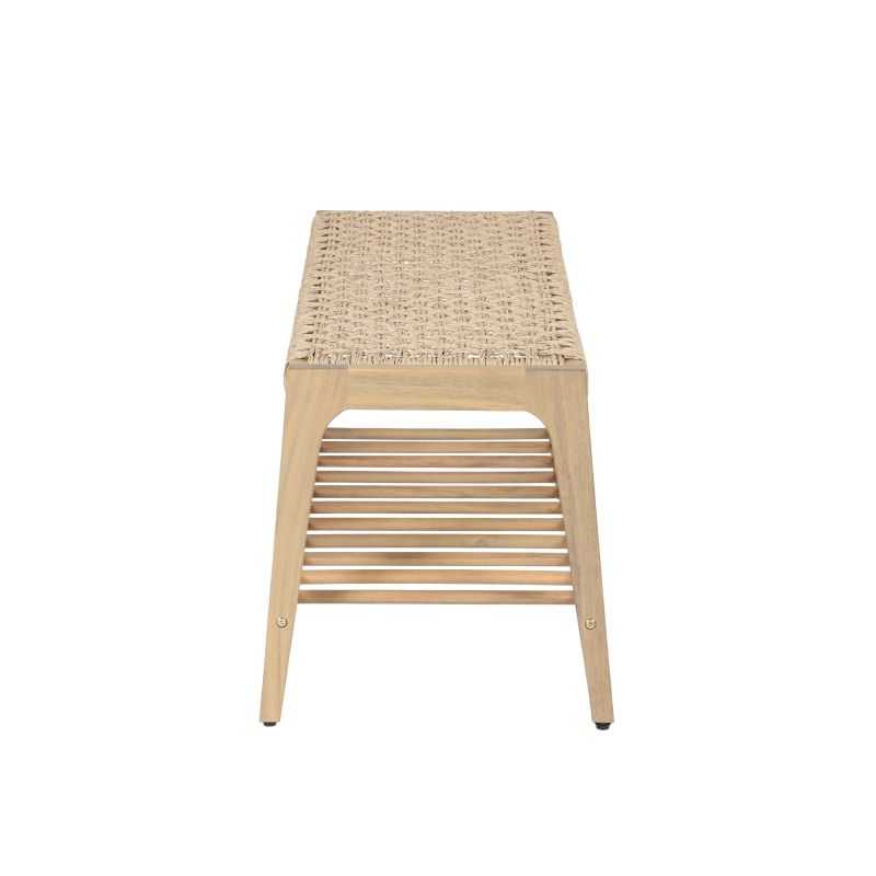 Banc intérieur et extérieur HUKA en bois d'acacia et osier