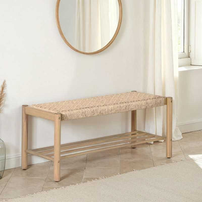 Banc intérieur et extérieur MOORI en bois d'acacia et osier