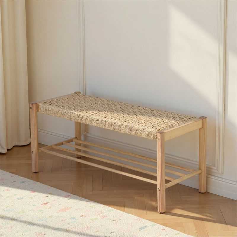 Banc intérieur et extérieur MOORI en bois d'acacia et osier