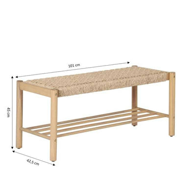 Banc intérieur et extérieur MOORI en bois d'acacia et osier