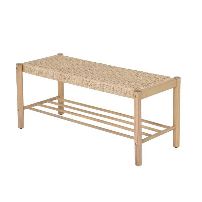 Banc intérieur et extérieur MOORI en bois d'acacia et osier