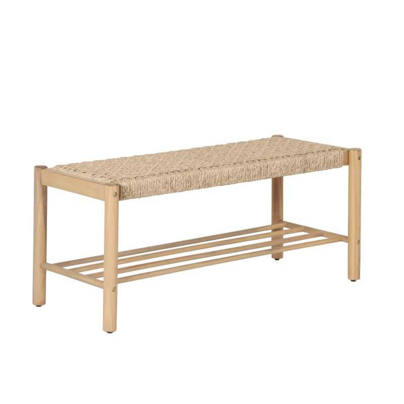 Banc intérieur et extérieur MOORI en bois d'acacia et osier