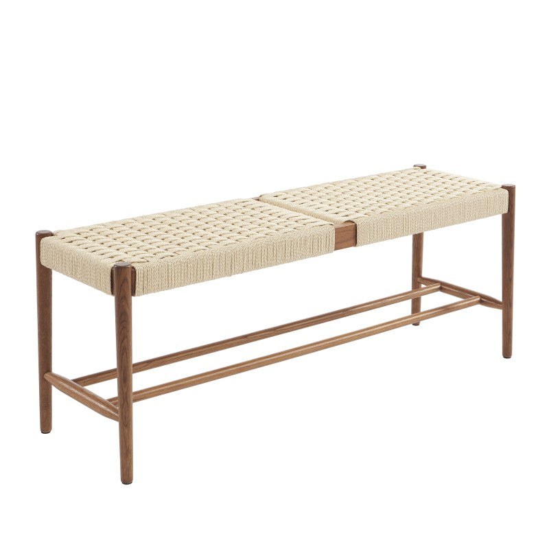 Banc MOTTO chêne massif couleur noyer et corde