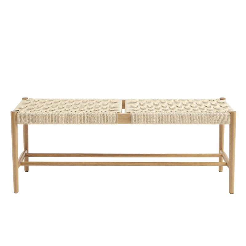 Banc en chêne massif et corde naturelle, design intemporel pour entrée ou salon