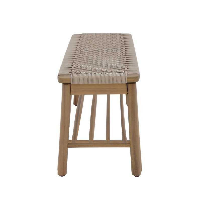 Banc intérieur et extérieur TAVAO en bois d'acacia et corde beige