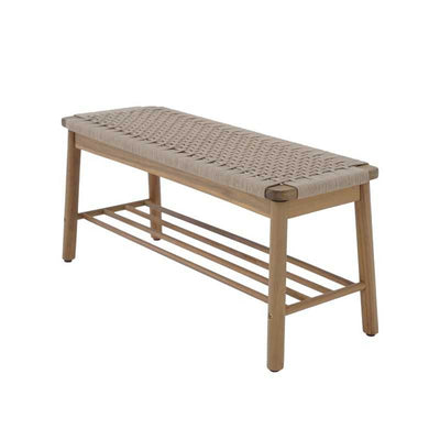 Banc intérieur et extérieur TAVAO en bois d'acacia et corde beige