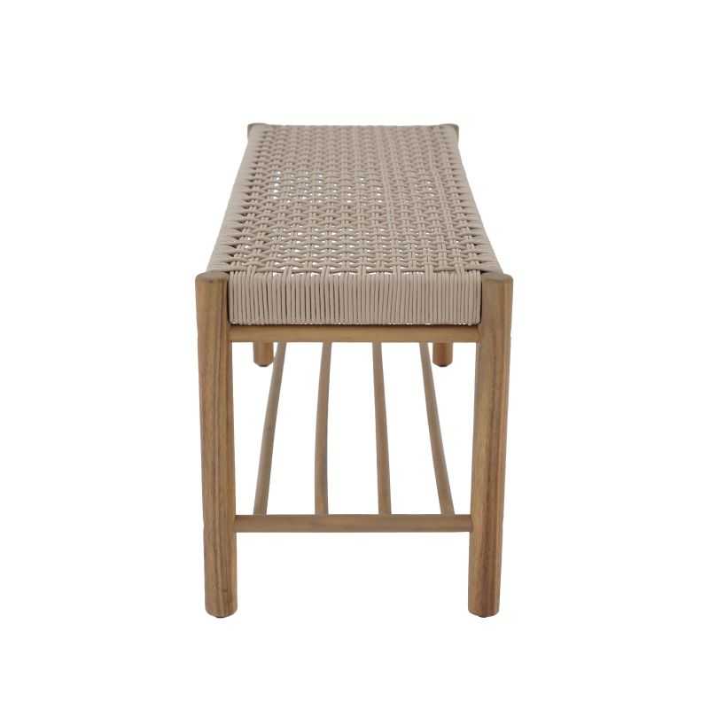 Banc intérieur et extérieur TONGO en bois d'acacia et corde beige