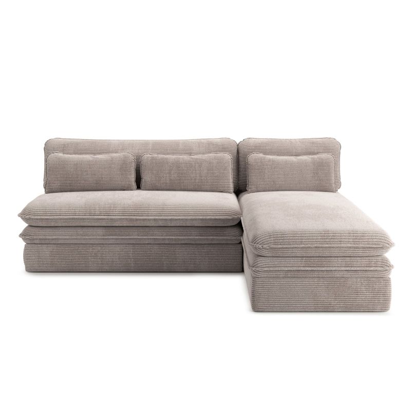 Banquette d'angle convertible 4 places velours côtelé taupe, idéale petit espace