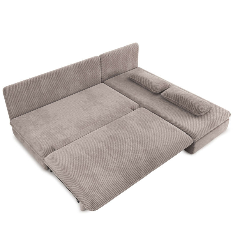 Banquette d'angle convertible et réversible NOMA 4 places velours côtelé taupe