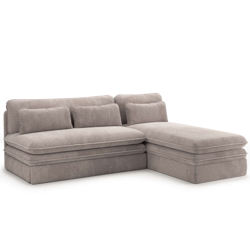 Banquette d'angle convertible et réversible NOMA 4 places velours côtelé taupe