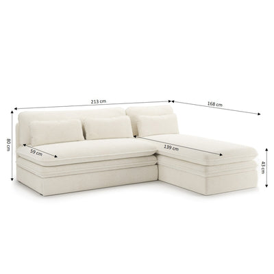 Banquette d'angle convertible et réversible NOMA 4 places velours côtelé écru